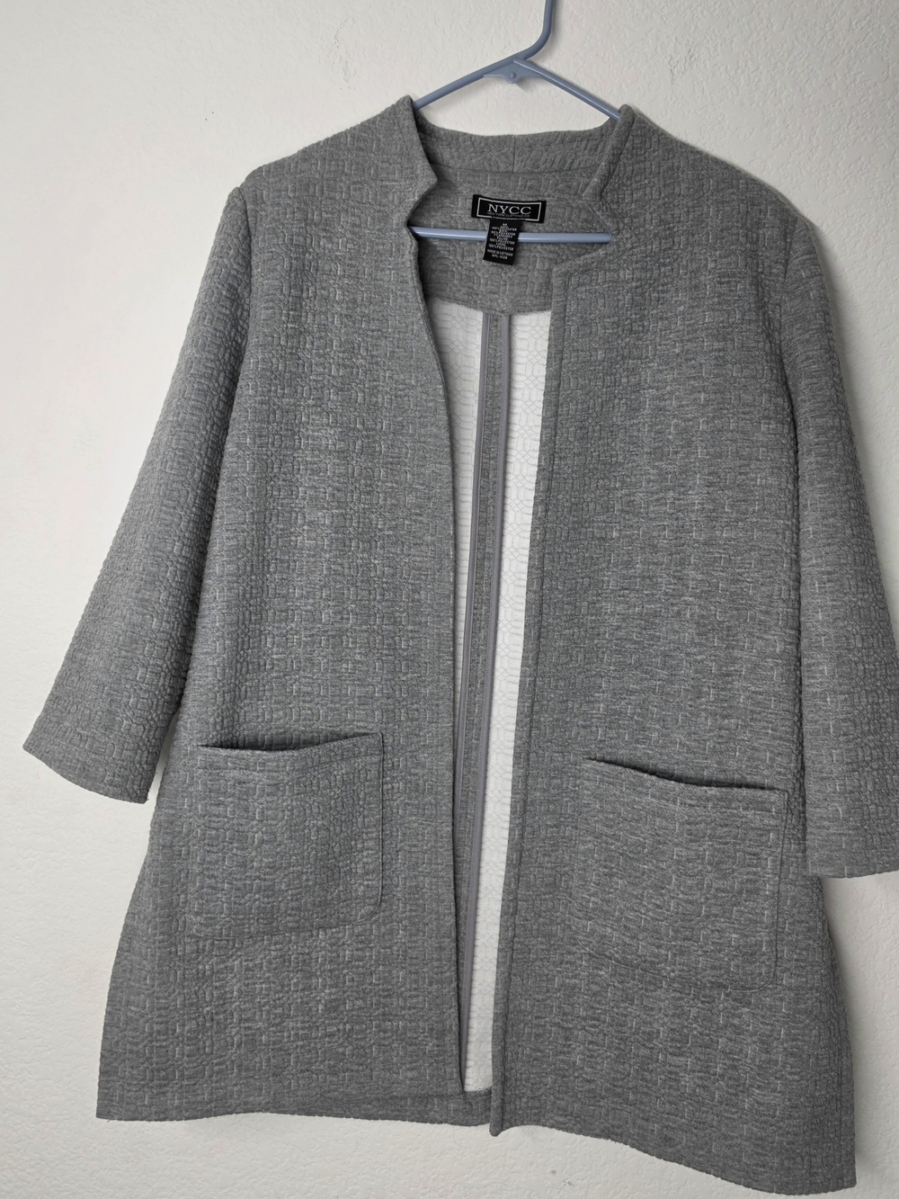 New York & Company Grey Open-Front Textured Coat